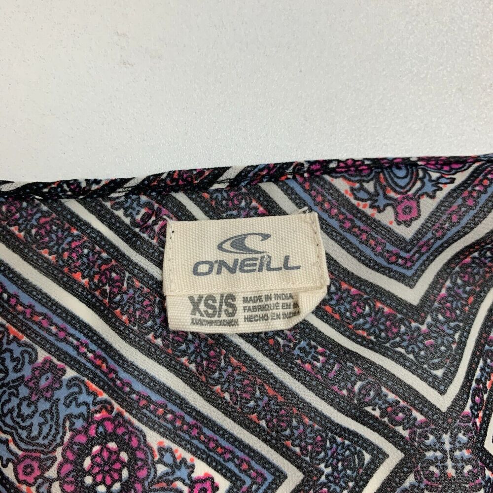 Oneill Adela Cover Up Womens XS/S Semi Sheer Paisley Beach Poncho Waist Tie - Picture 8 of 11